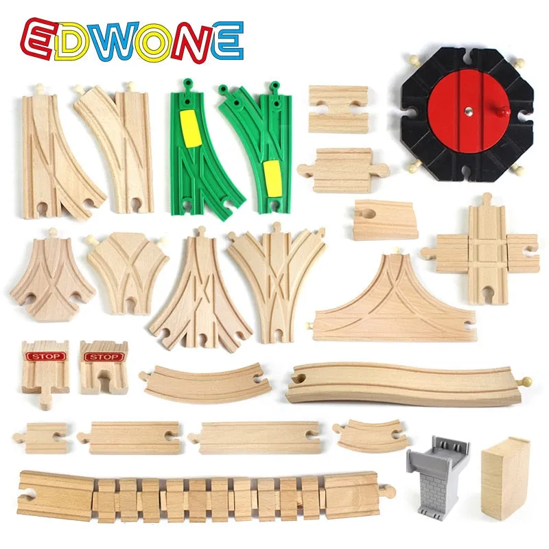 EDWONE  All Kinds Wooden Track Part Beech Wooden Railway Train Track TOY Accessories fit for thoma s Biro