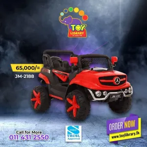 Electric Rechargeable Toy Jeep for Kids with Push Start, Music, Bluetooth Remote