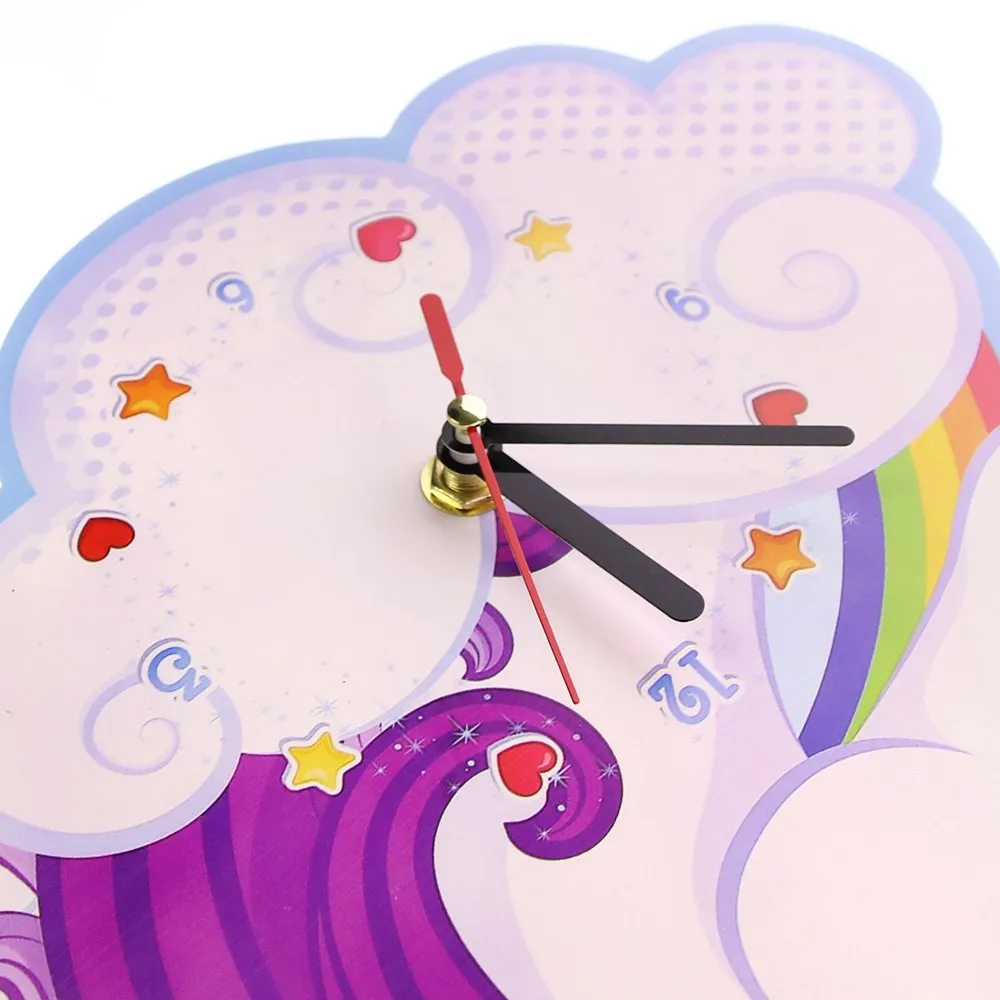 Fantasy Horse Clock Magical Unicorn Wall Clock Nursery Kids Bedroom Decorative Clock Rainbow Unicorn Party Favor Wall Art Decor