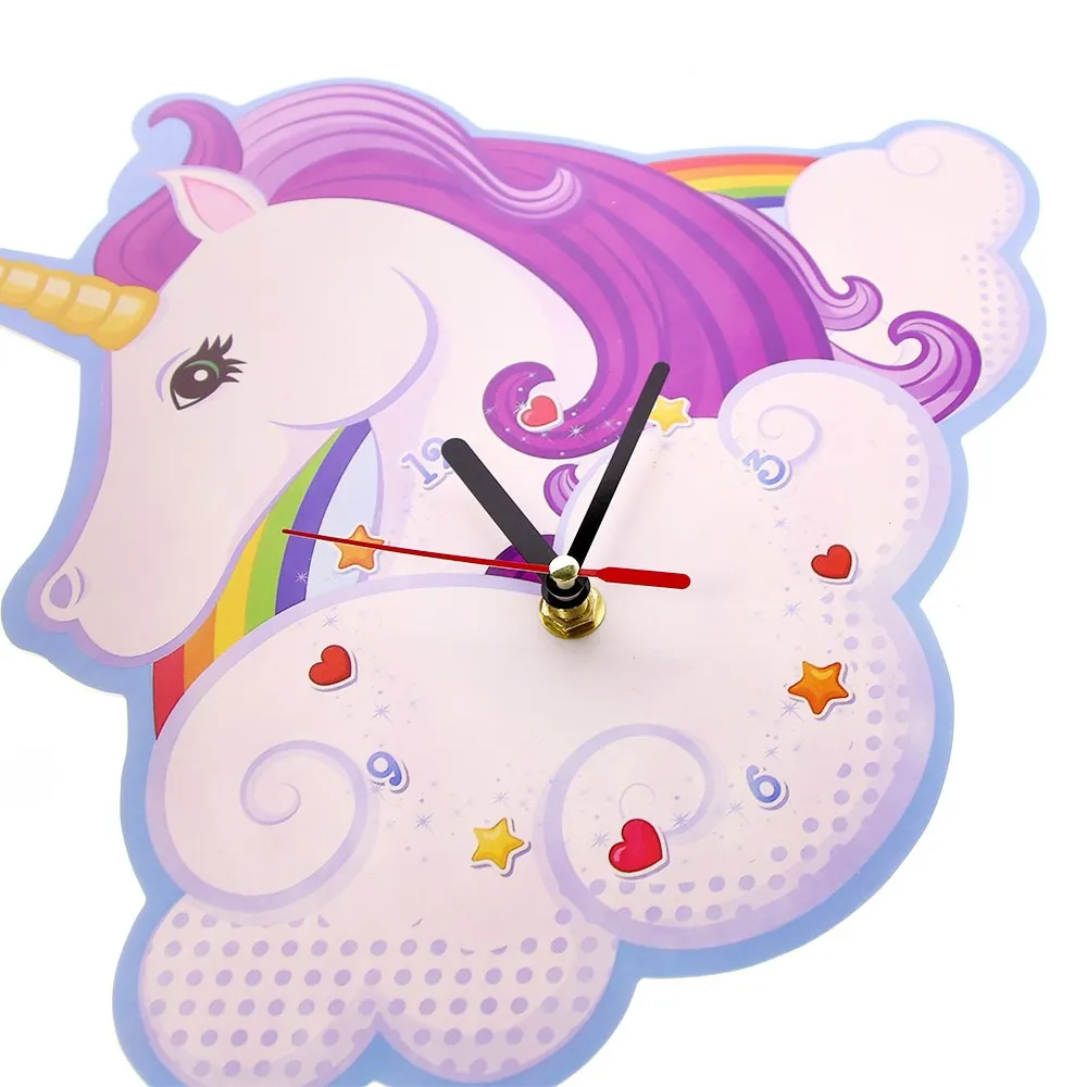 Fantasy Horse Clock Magical Unicorn Wall Clock Nursery Kids Bedroom Decorative Clock Rainbow Unicorn Party Favor Wall Art Decor