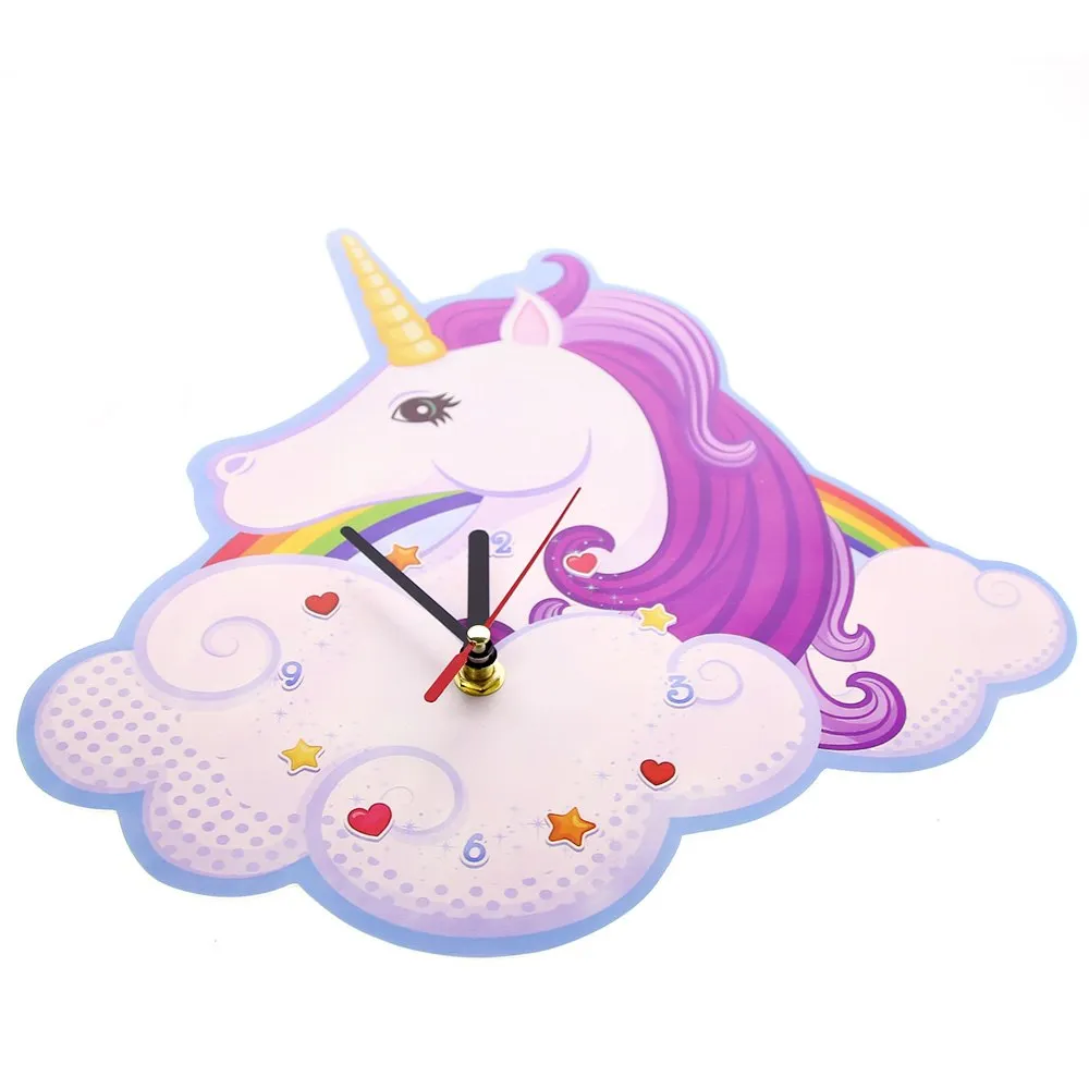 Fantasy Horse Clock Magical Unicorn Wall Clock Nursery Kids Bedroom Decorative Clock Rainbow Unicorn Party Favor Wall Art Decor