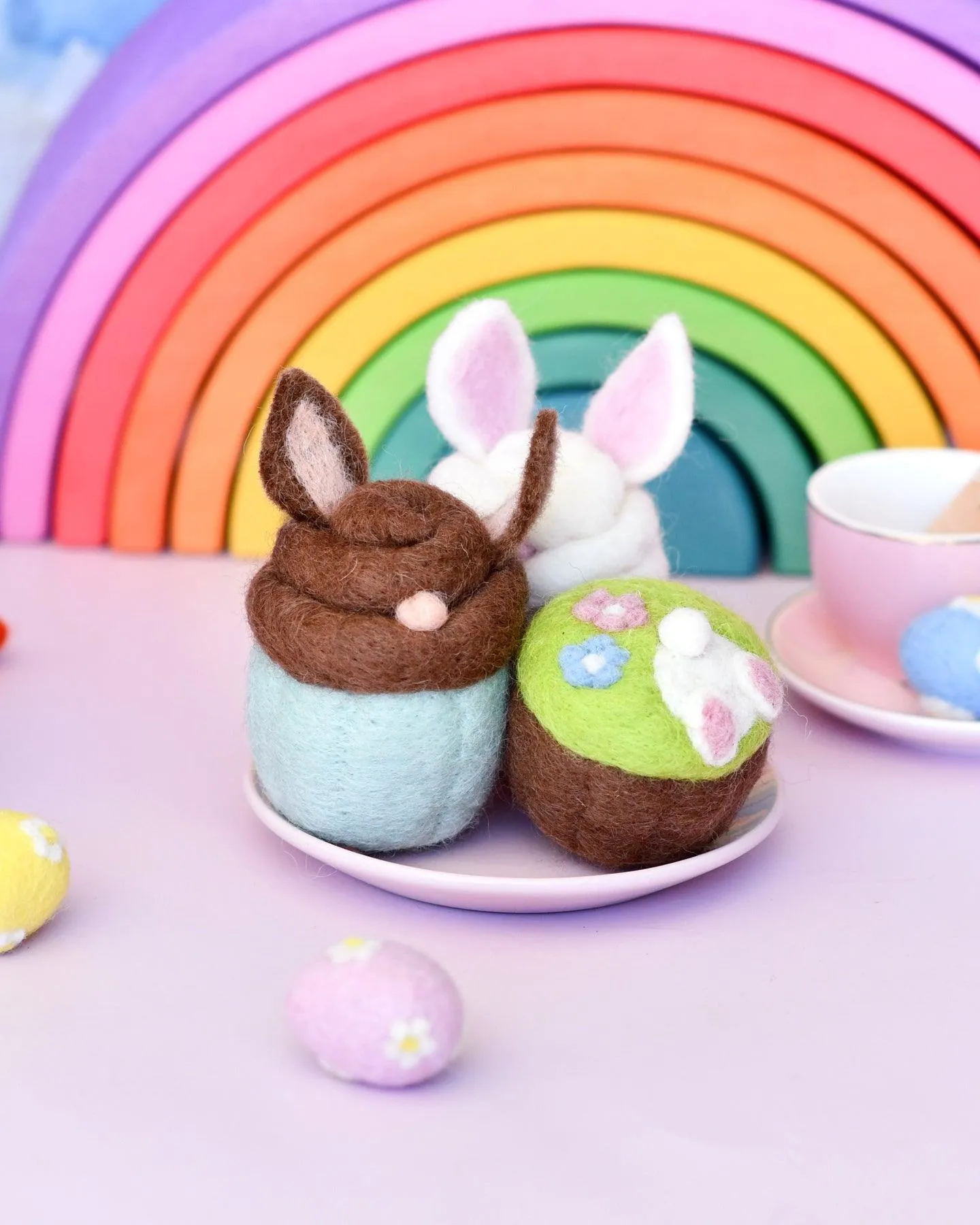 Felt Easter Bunny Cupcakes - Set of 3