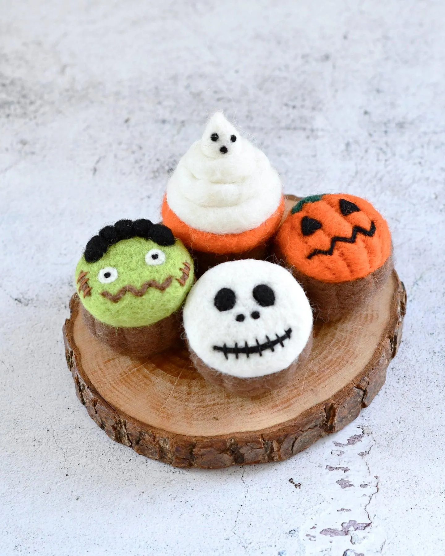 Felt Halloween Spooky Fun Cupcakes - Set of 4