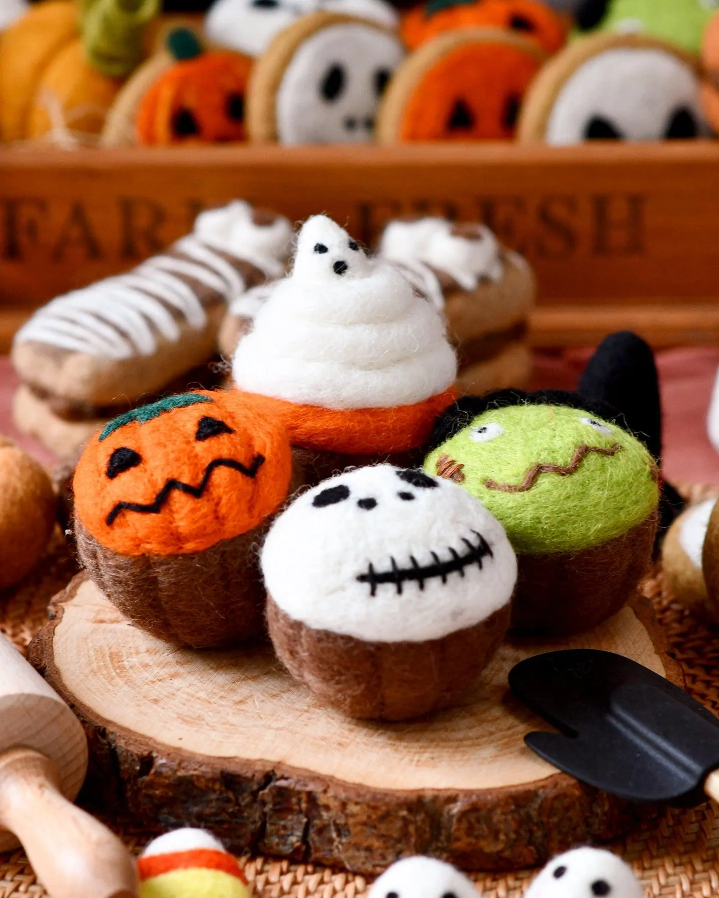 Felt Halloween Spooky Fun Cupcakes - Set of 4