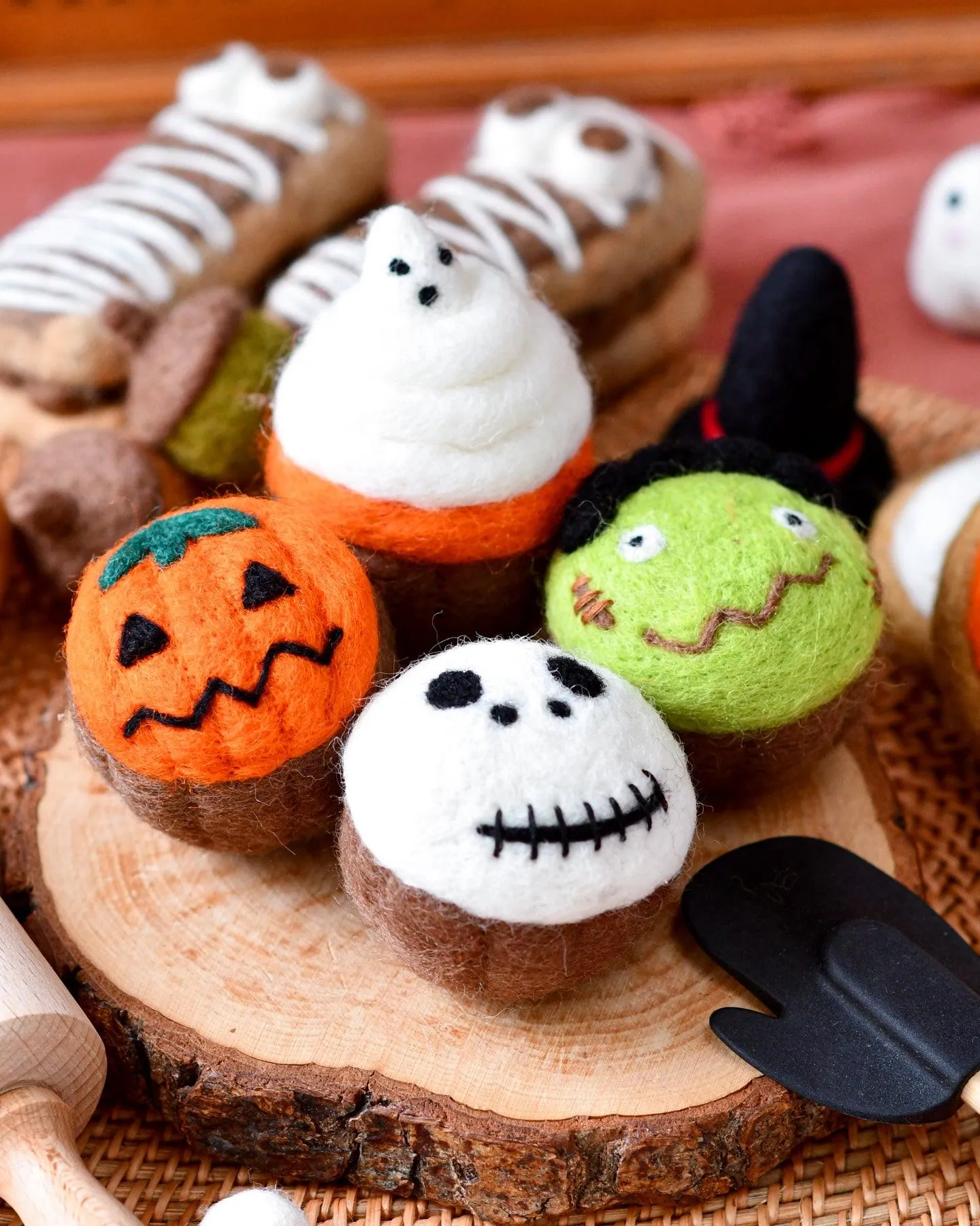 Felt Halloween Spooky Fun Cupcakes - Set of 4