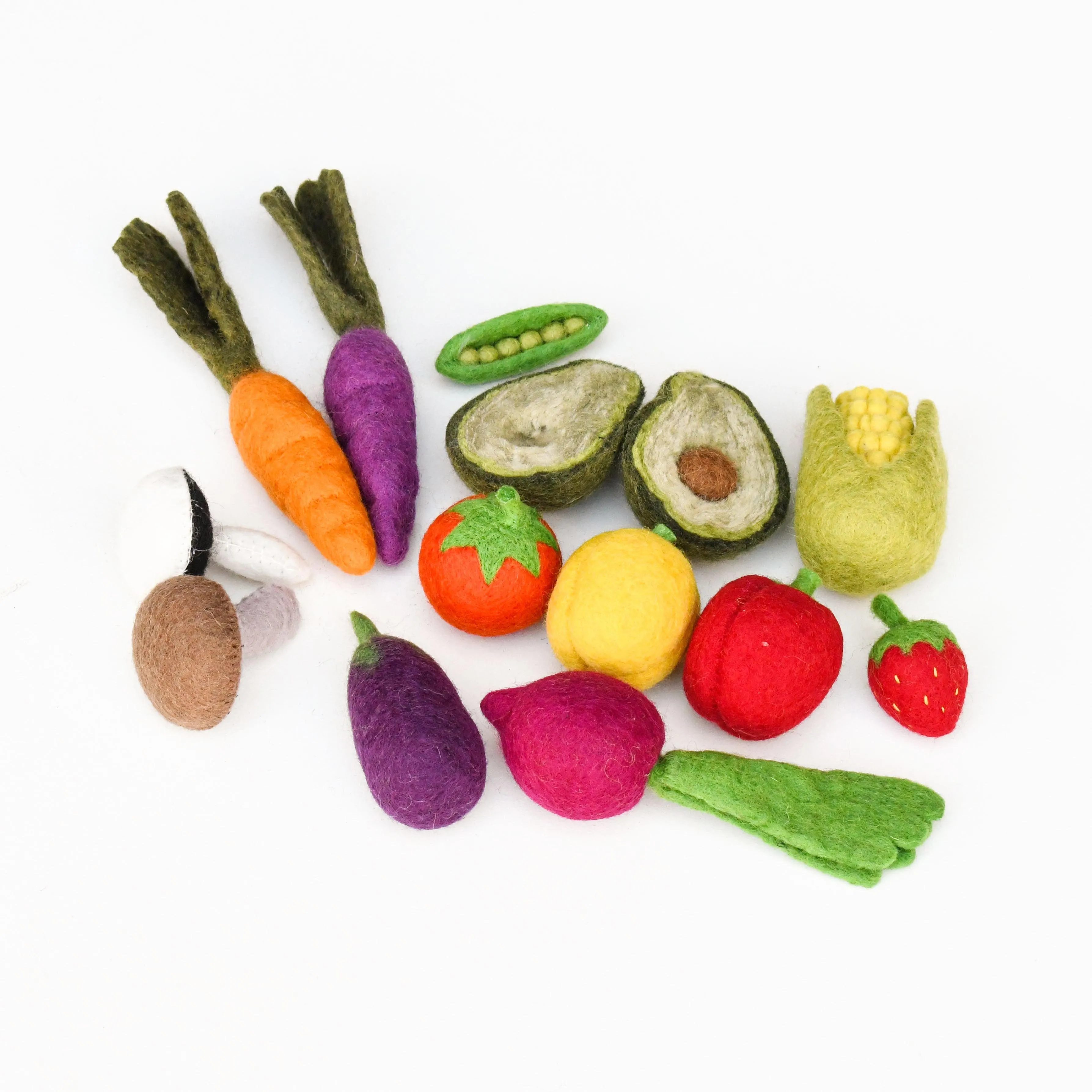 Felt Vegetables and Fruits Set A (Set of 14 pieces)