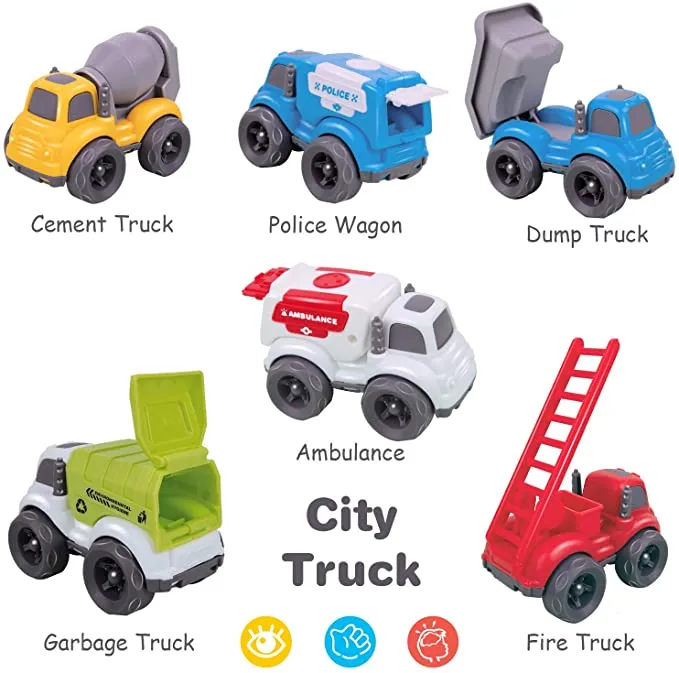 Friction Powered Construction Vehicle Set Inertial City Rescue Car Toy