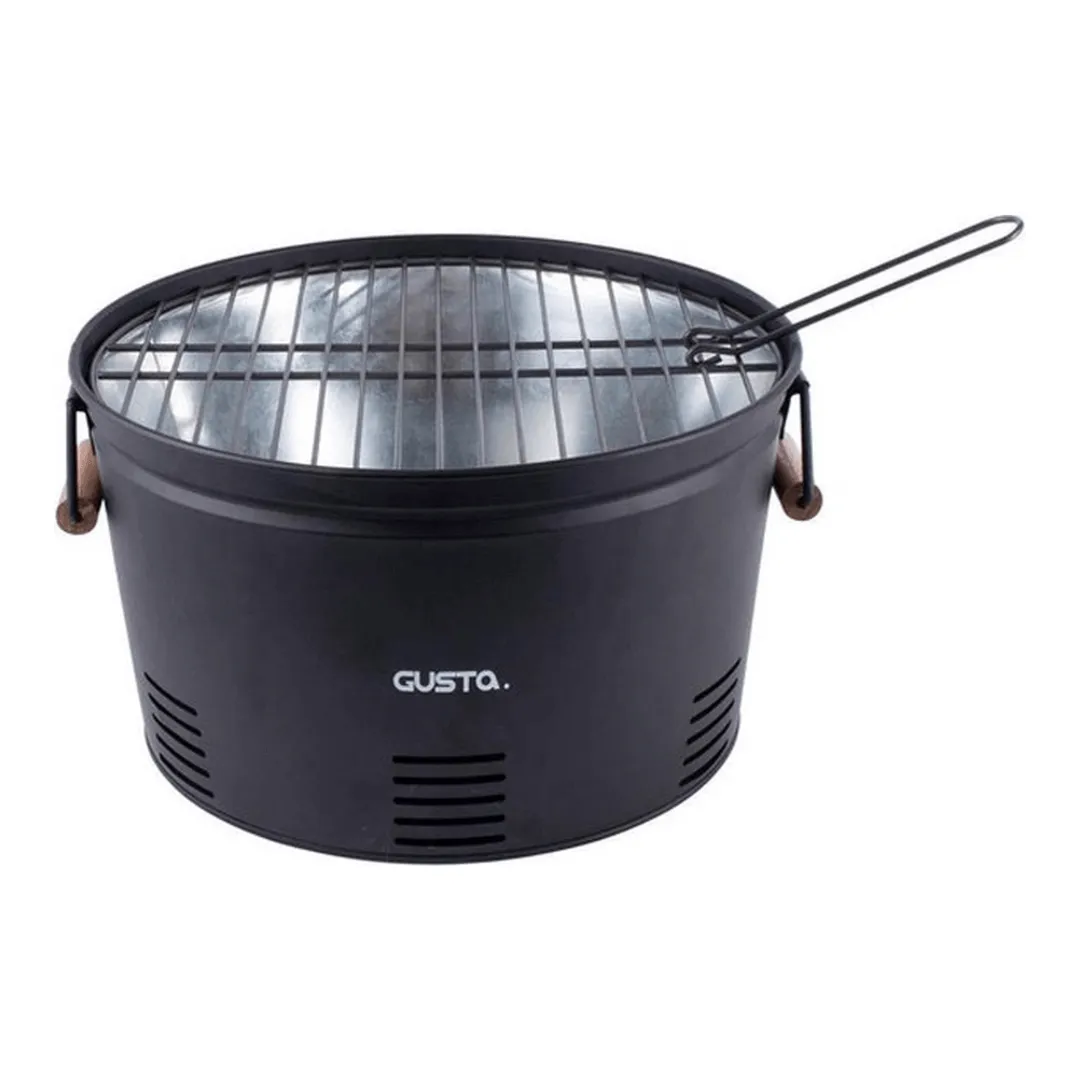 Gusta Round Compact Portable BBQ Barbecue Black 35cm