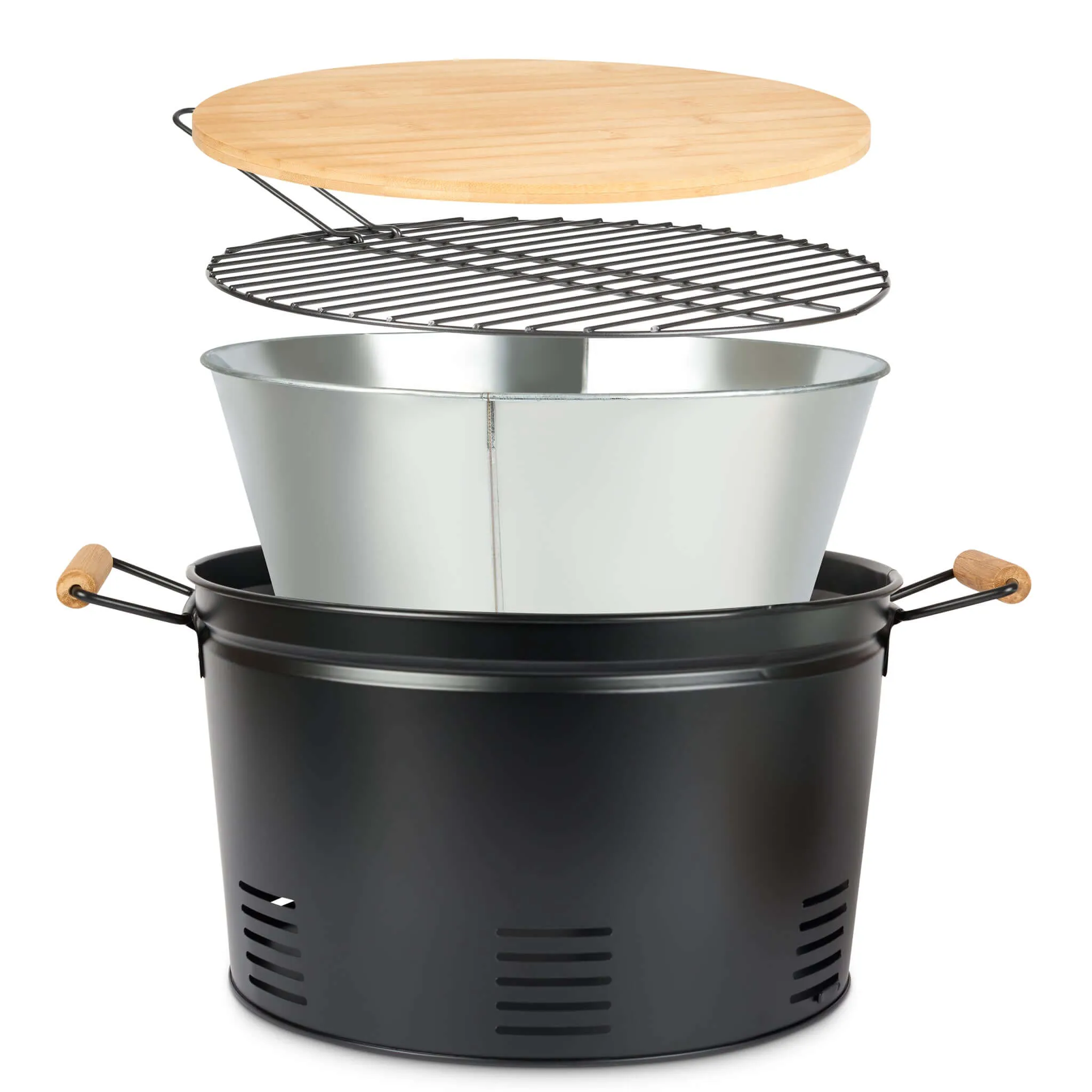 Gusta Round Compact Portable BBQ Barbecue Black 35cm