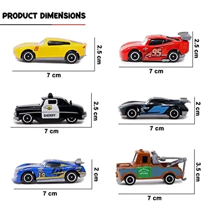 KAVANA® Mini Metal Die Cast Racing Cars for Kids Free Wheel High Speed Unbreakable Metal Toy Car Play Set for Childrens Best Gifts Toys for Boys Set of 6 (Multi Color)