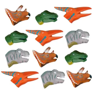 Kicko Colorful Dinosaur Finger Puppets - Set of 12 Assorted Dino Heads - Perfect for Kids Parties and Creative Play