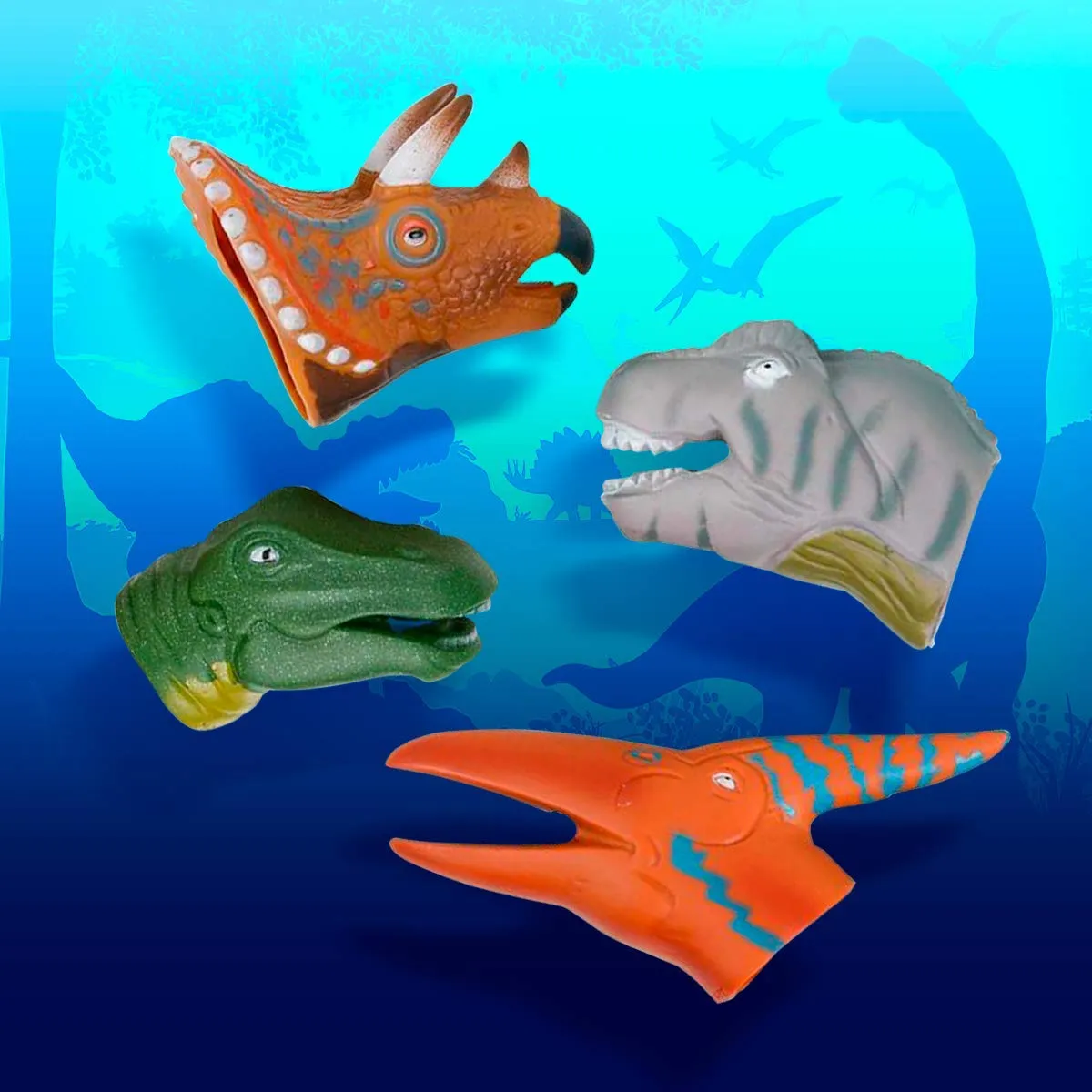 Kicko Colorful Dinosaur Finger Puppets - Set of 12 Assorted Dino Heads - Perfect for Kids Parties and Creative Play