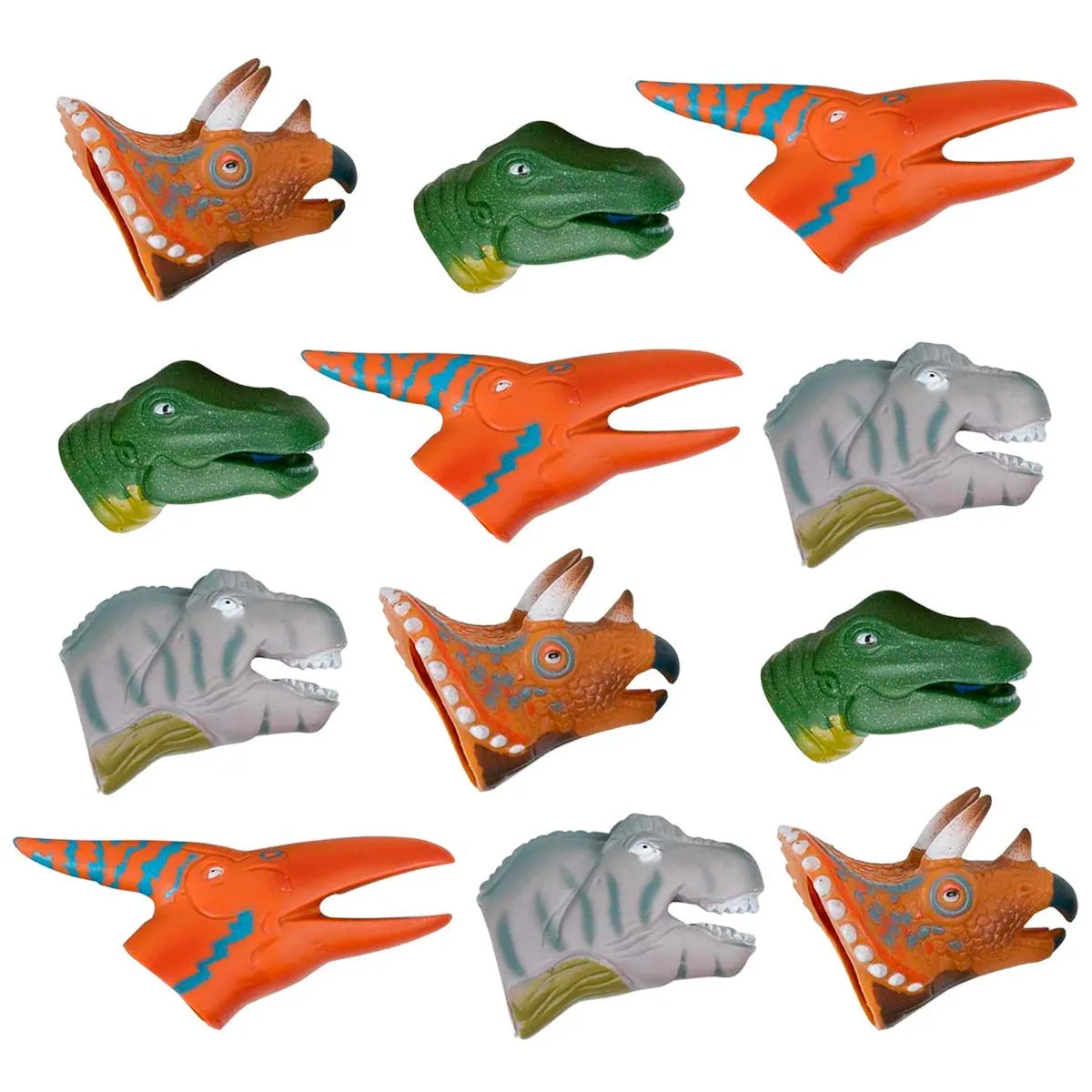 Kicko Colorful Dinosaur Finger Puppets - Set of 12 Assorted Dino Heads - Perfect for Kids Parties and Creative Play