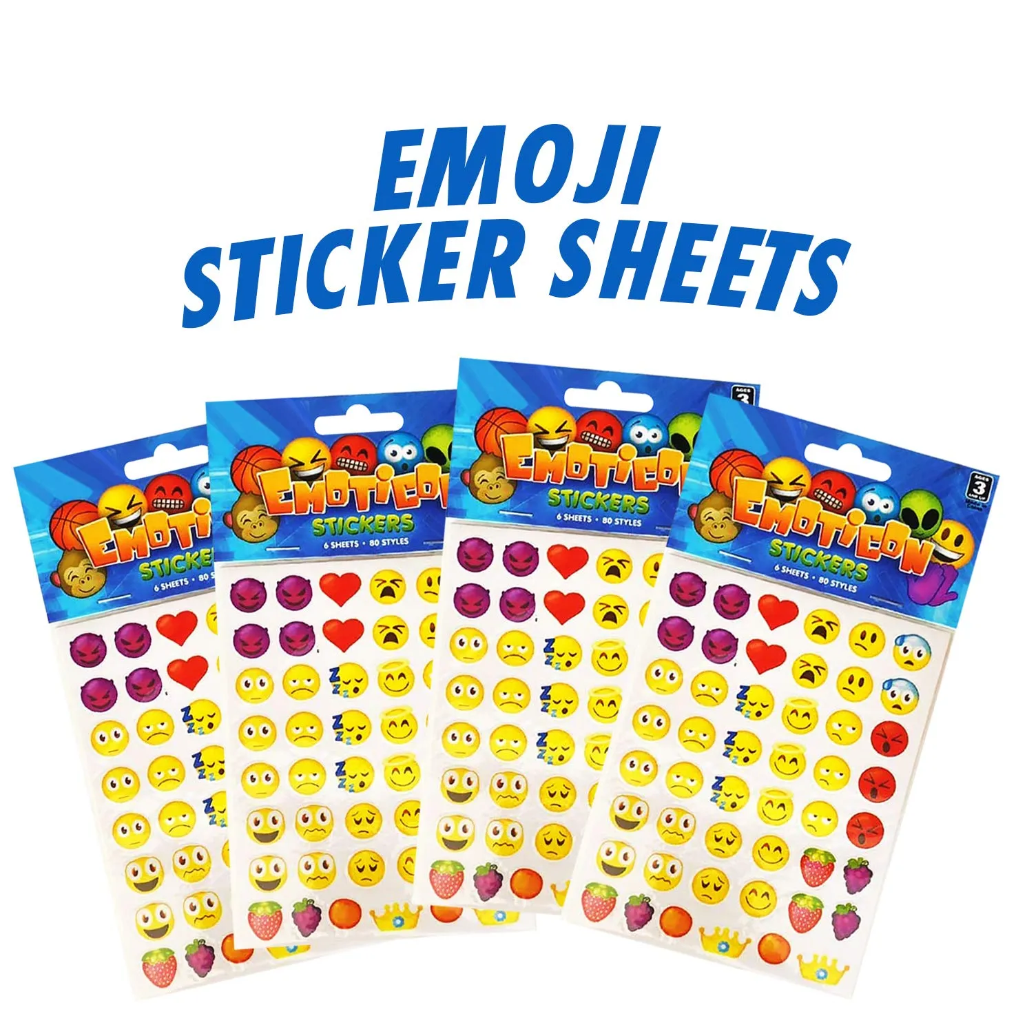 Kicko Emoji Sticker Sheets Assortment - Over 3000 Emoticon Decals - Party Favors, Game