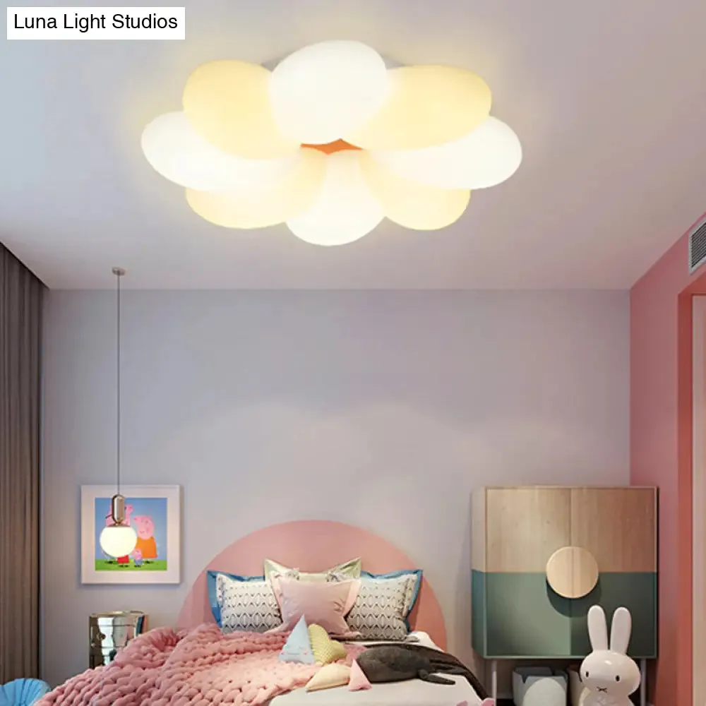 Kids Flower Flush Mount Lighting - 1 Light Plastic Ceiling Fixture for Girls Bedroom