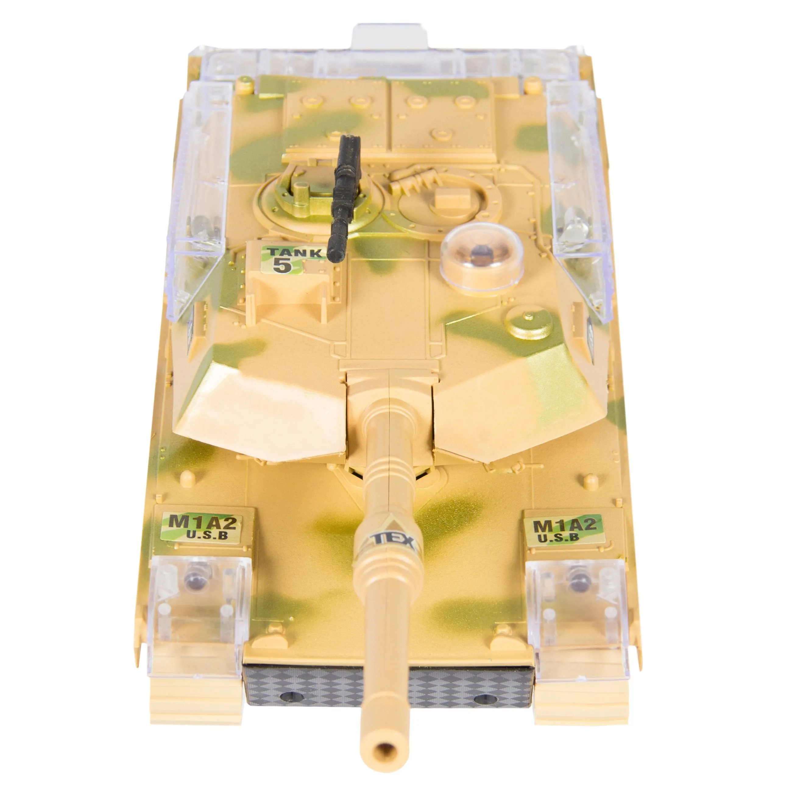 Kids Military Tank Toy w/ Lights, Sound, Bump and Go Action - Beige