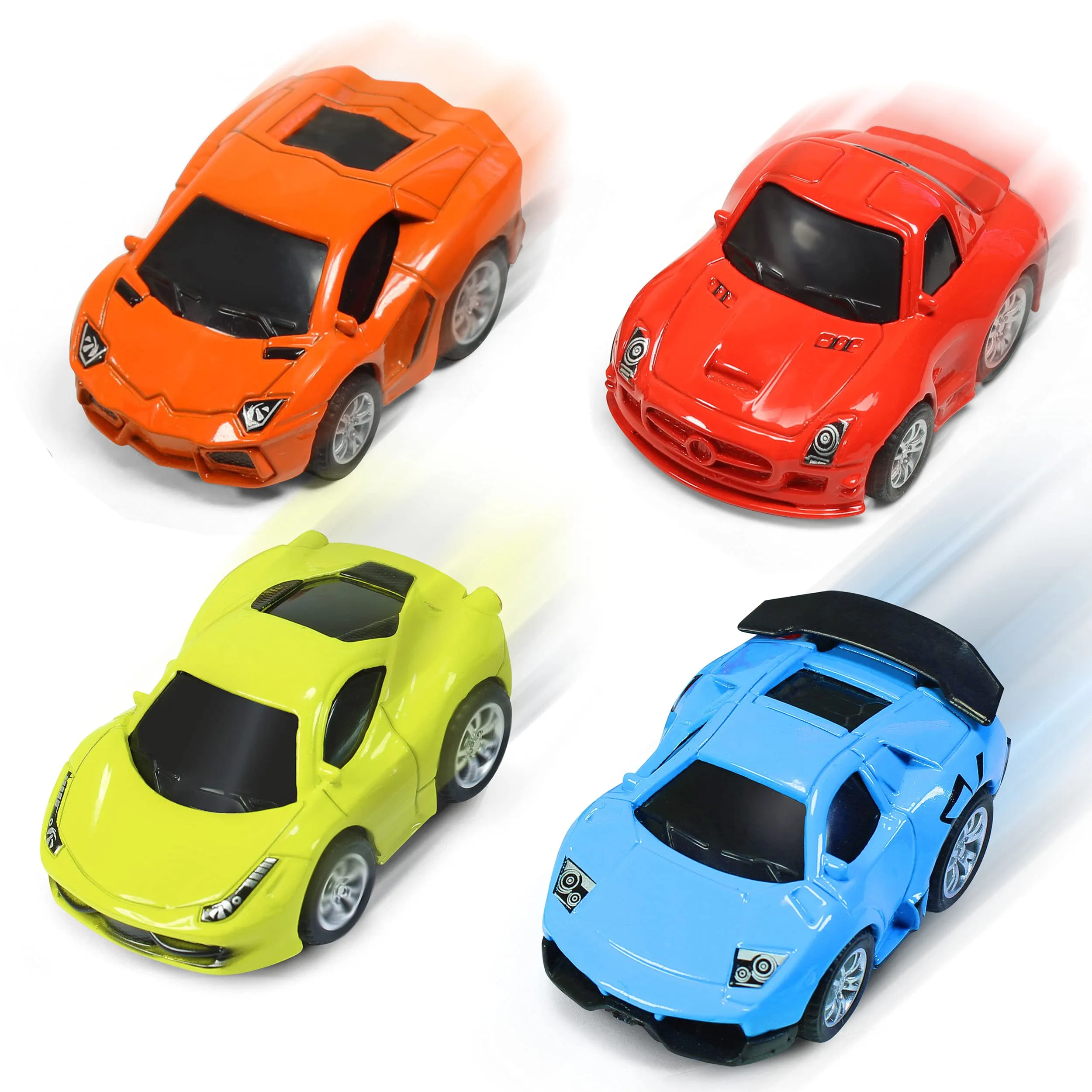 Kidzlane Diecast Metal Pullback Cars | Friction-Powered Toy Cars for Kids | 4 Pack Mini