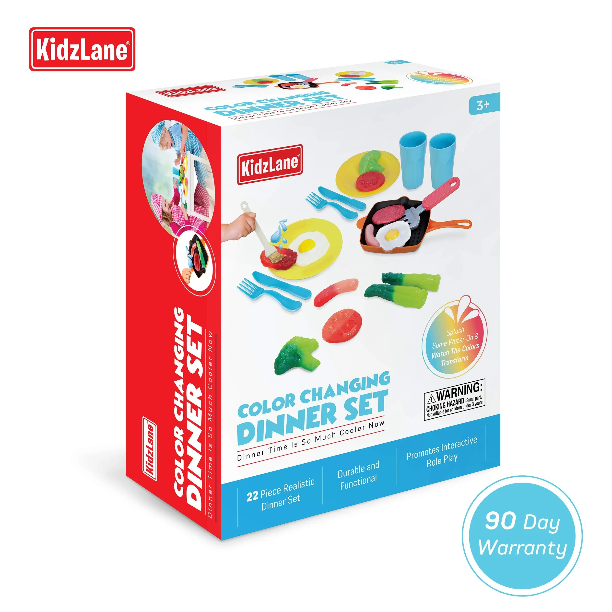 Kidzlane Kitchen Play Food and Dishes Set | 22 Piece Water Activated Color Changing