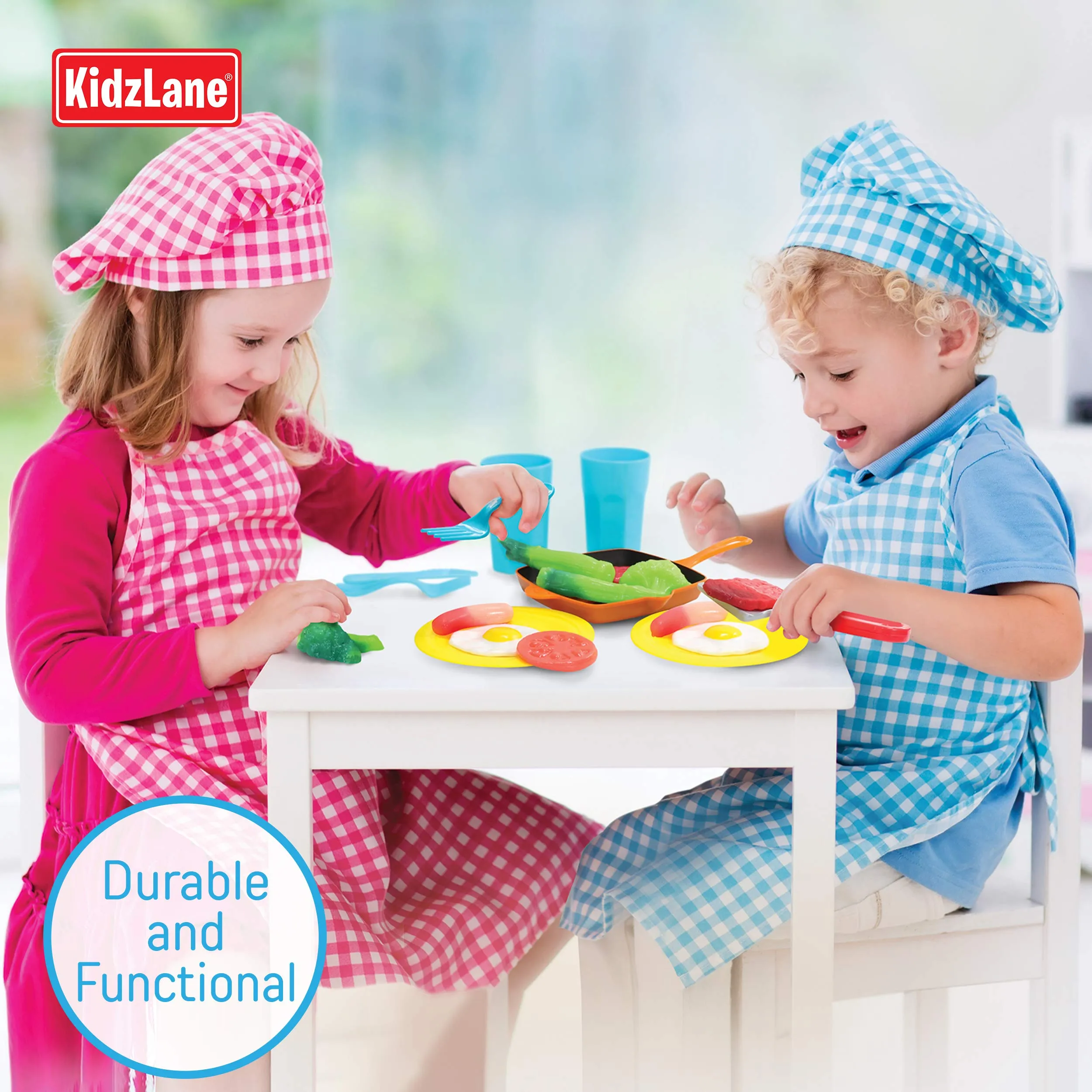 Kidzlane Kitchen Play Food and Dishes Set | 22 Piece Water Activated Color Changing