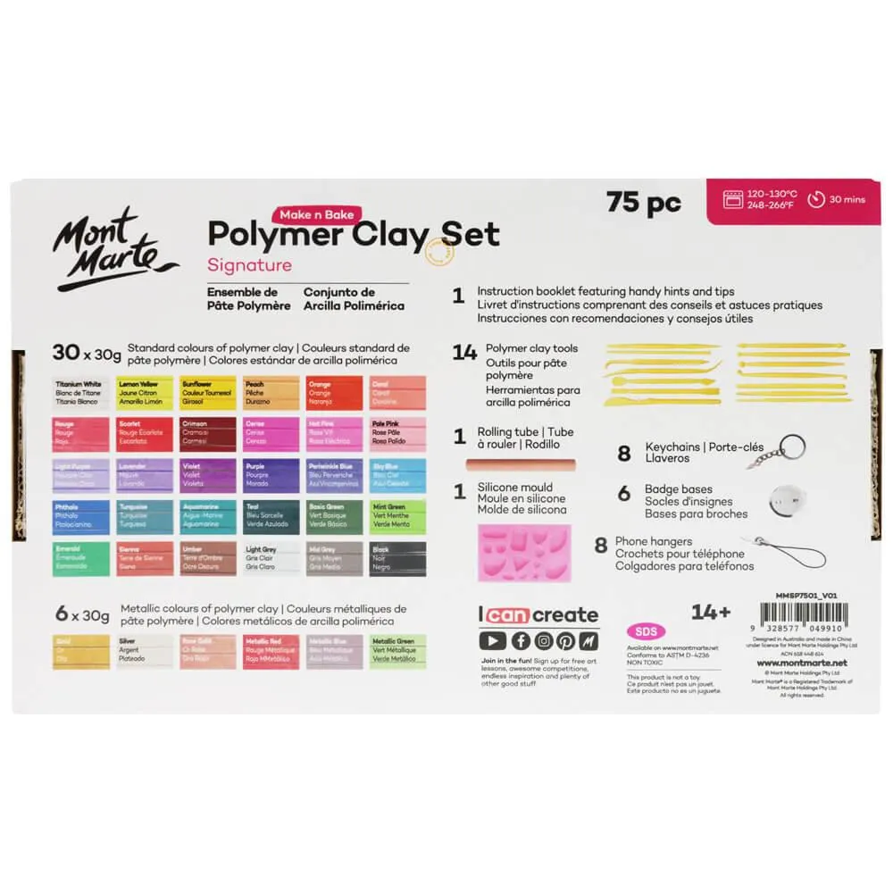 Make n Bake Polymer Clay Set 75pc - Mont Marte