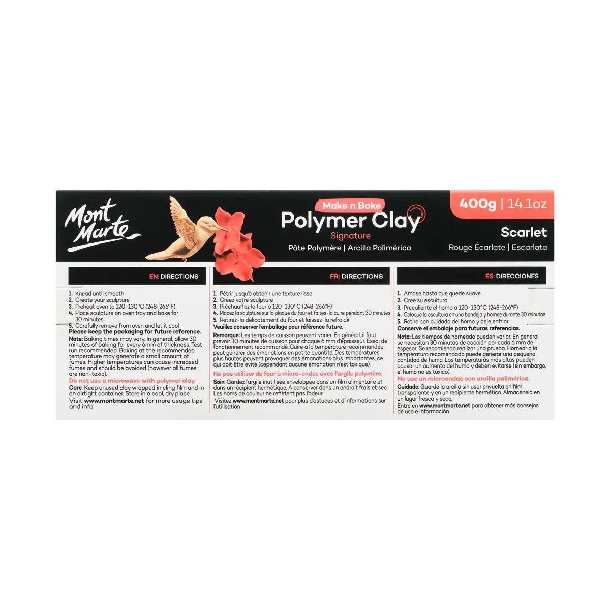 Make n Bake Polymer Clay Signature 400g (14.1oz) - Scarlet Mont Marte