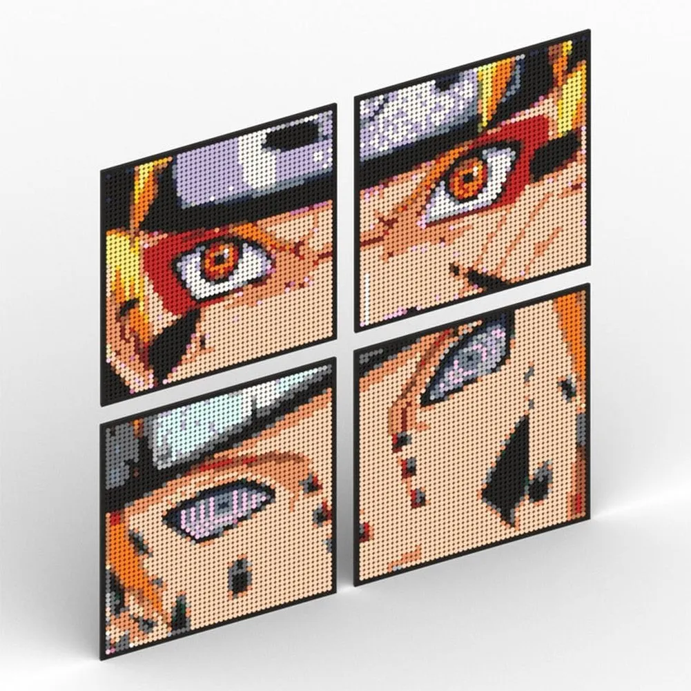 MOC  Compatible  Naruto Sasuke Kakashi Uchiha Itachi Akatsuki Gaara Pein Lee Kurama Pixel Art Building Blocks Brick Decoration Mosaic DIY Toys