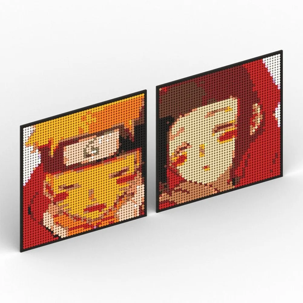 MOC  Compatible  Naruto Sasuke Kakashi Uchiha Itachi Akatsuki Gaara Pein Lee Kurama Pixel Art Building Blocks Brick Decoration Mosaic DIY Toys