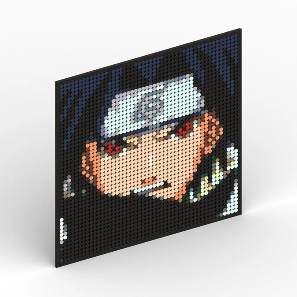 MOC  Compatible  Naruto Sasuke Kakashi Uchiha Itachi Akatsuki Gaara Pein Lee Kurama Pixel Art Building Blocks Brick Decoration Mosaic DIY Toys