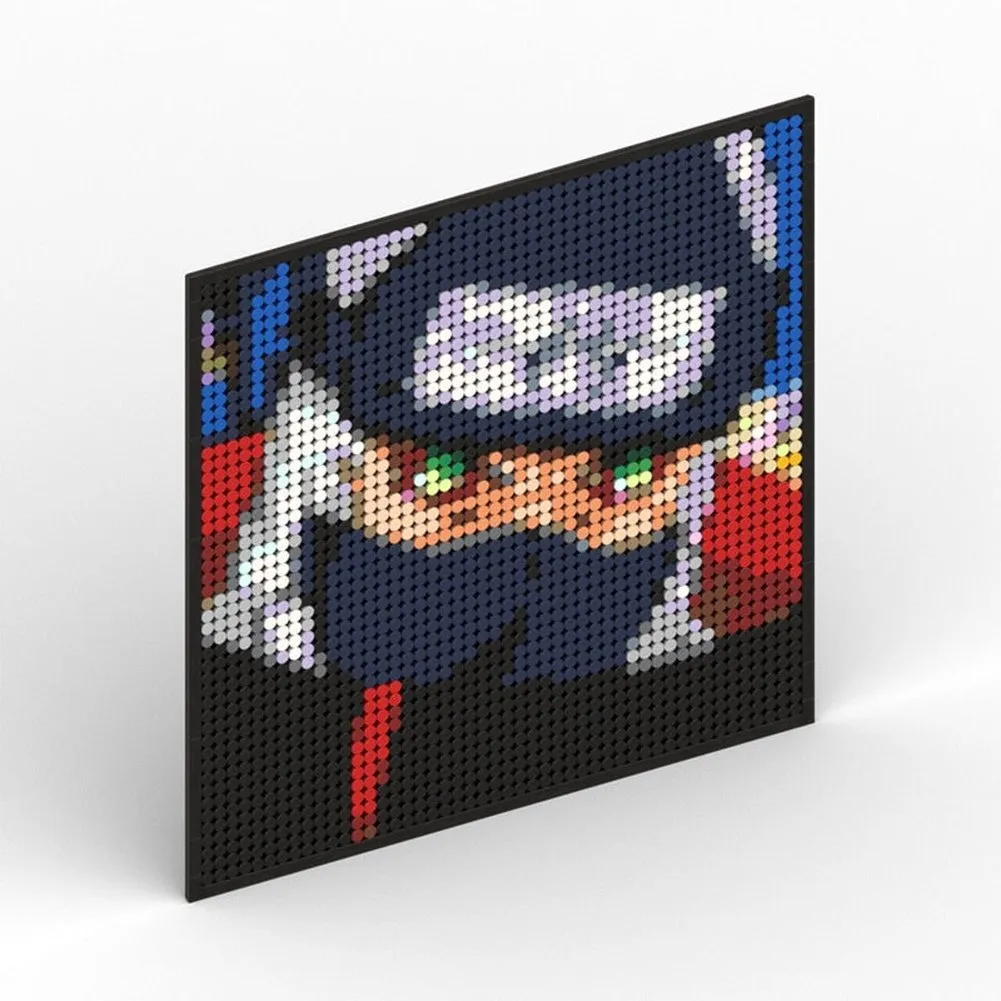 MOC  Compatible  Naruto Sasuke Kakashi Uchiha Itachi Akatsuki Gaara Pein Lee Kurama Pixel Art Building Blocks Brick Decoration Mosaic DIY Toys