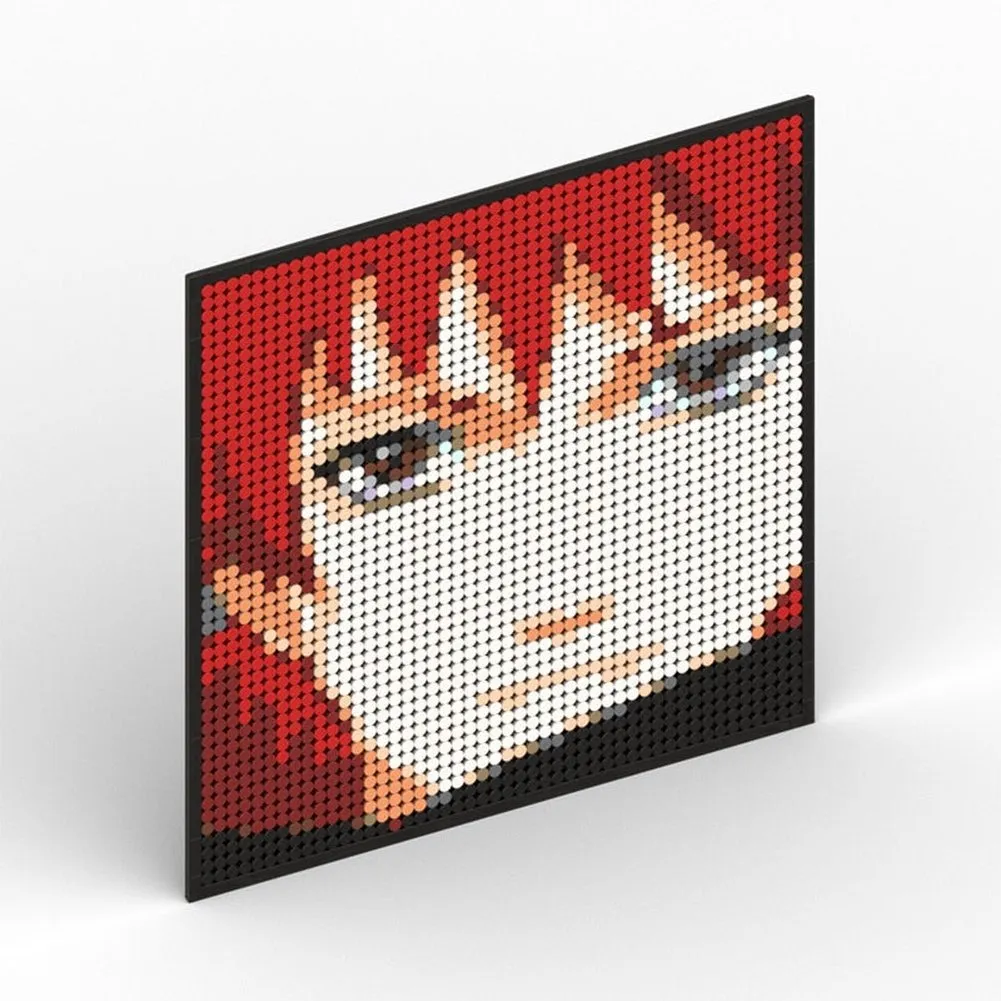 MOC  Compatible  Naruto Sasuke Kakashi Uchiha Itachi Akatsuki Gaara Pein Lee Kurama Pixel Art Building Blocks Brick Decoration Mosaic DIY Toys