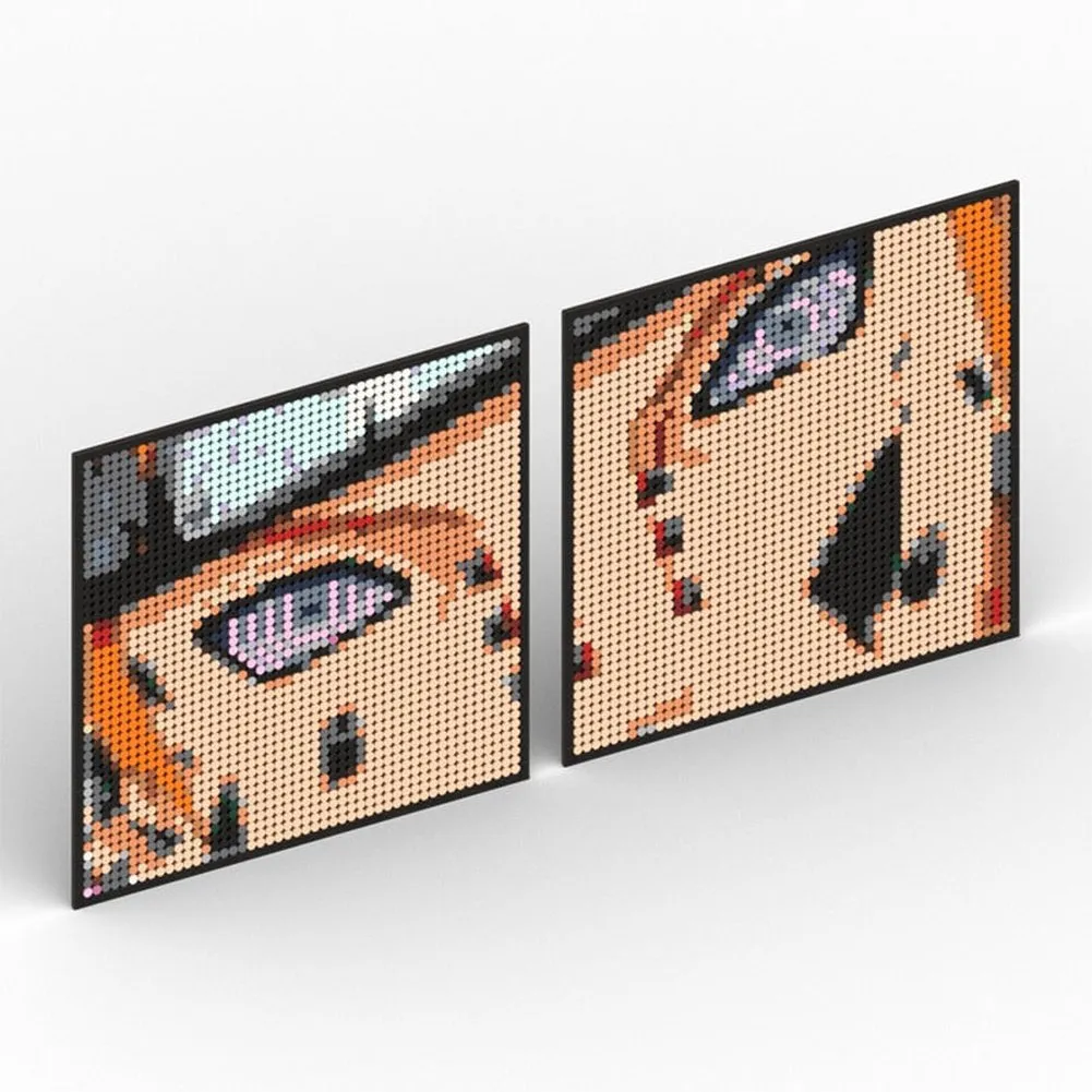 MOC  Compatible  Naruto Sasuke Kakashi Uchiha Itachi Akatsuki Gaara Pein Lee Kurama Pixel Art Building Blocks Brick Decoration Mosaic DIY Toys