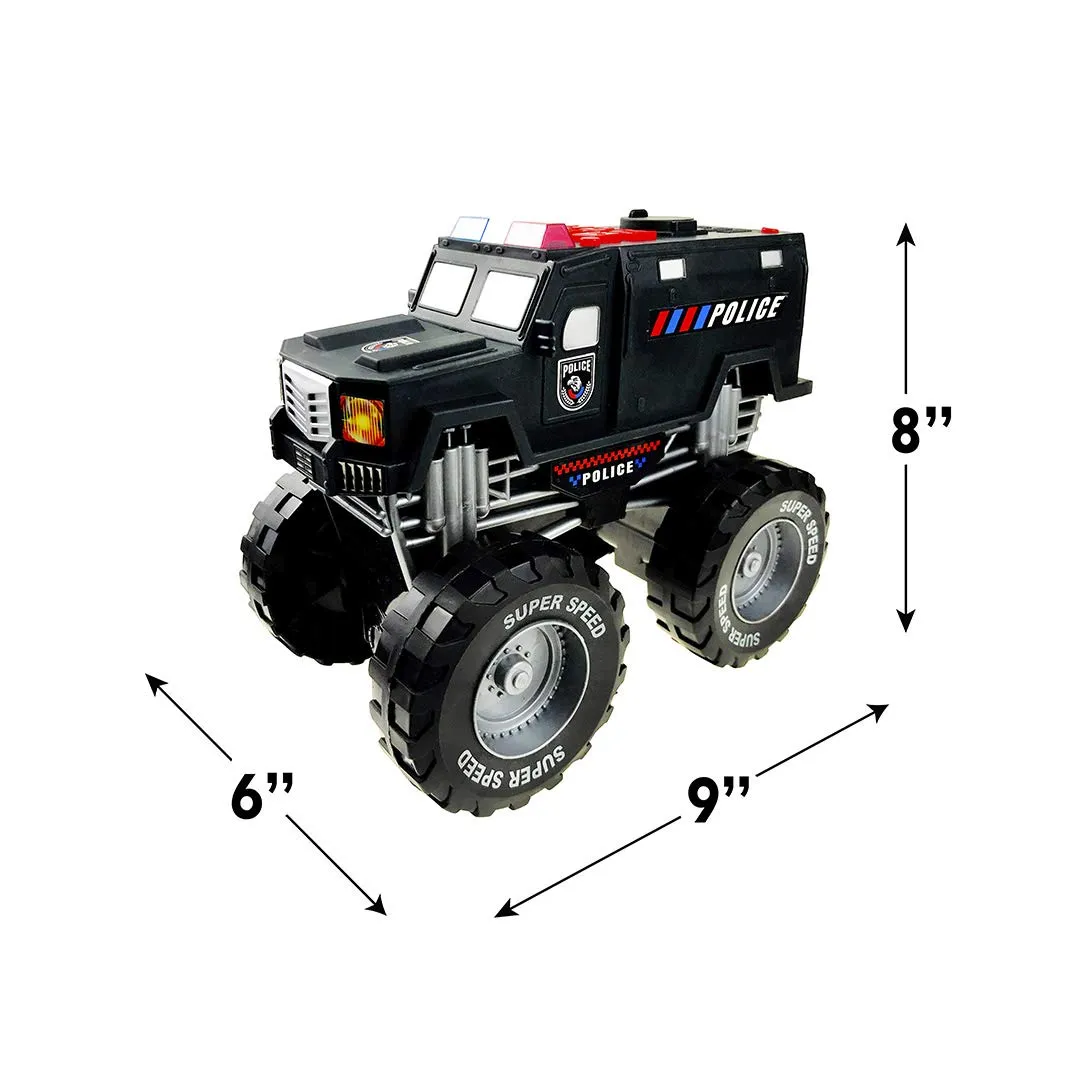 Monster Truck with Lights and Sounds, Police Vehicle Toy, for Boys and Girls Ages 3 