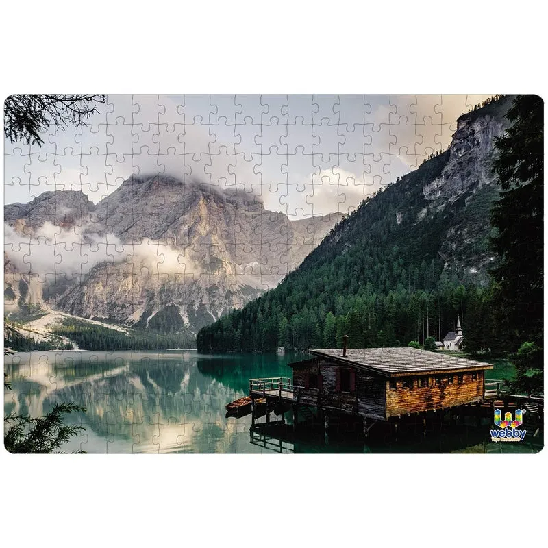 Mountain Landscape with A Hut Wooden Jigsaw Puzzle, 252 Pieces