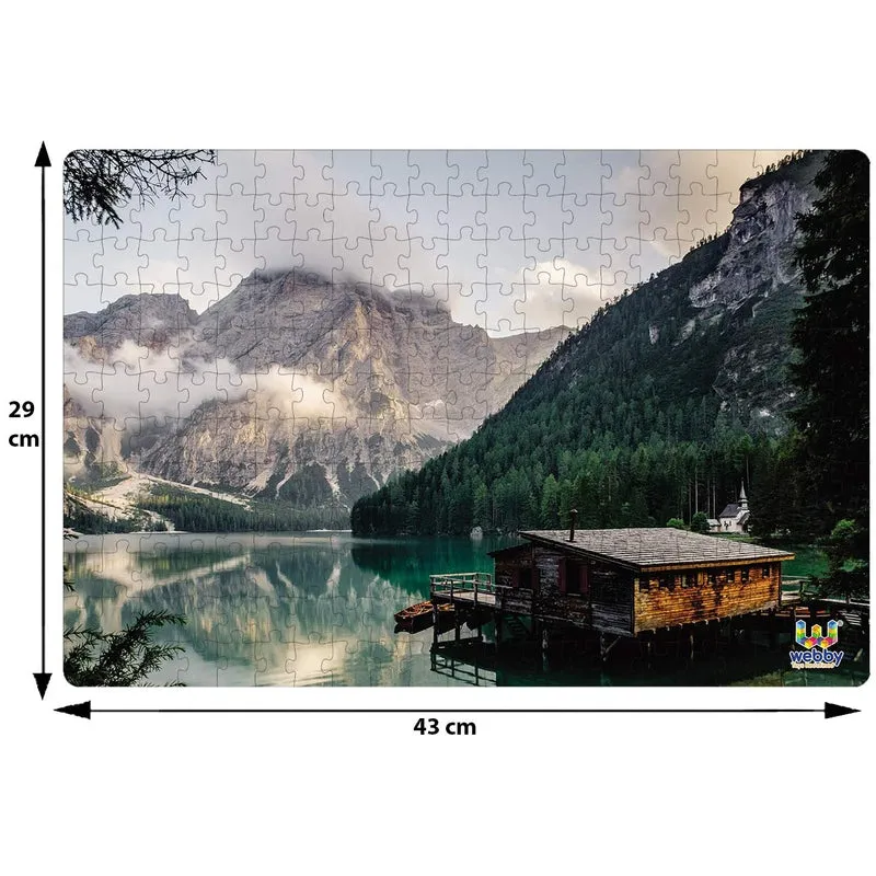 Mountain Landscape with A Hut Wooden Jigsaw Puzzle, 252 Pieces