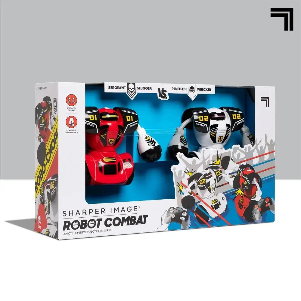 New - Sharper Image Robot Fighting Set Multiplayer Robots LED Eyes Infrared Remote