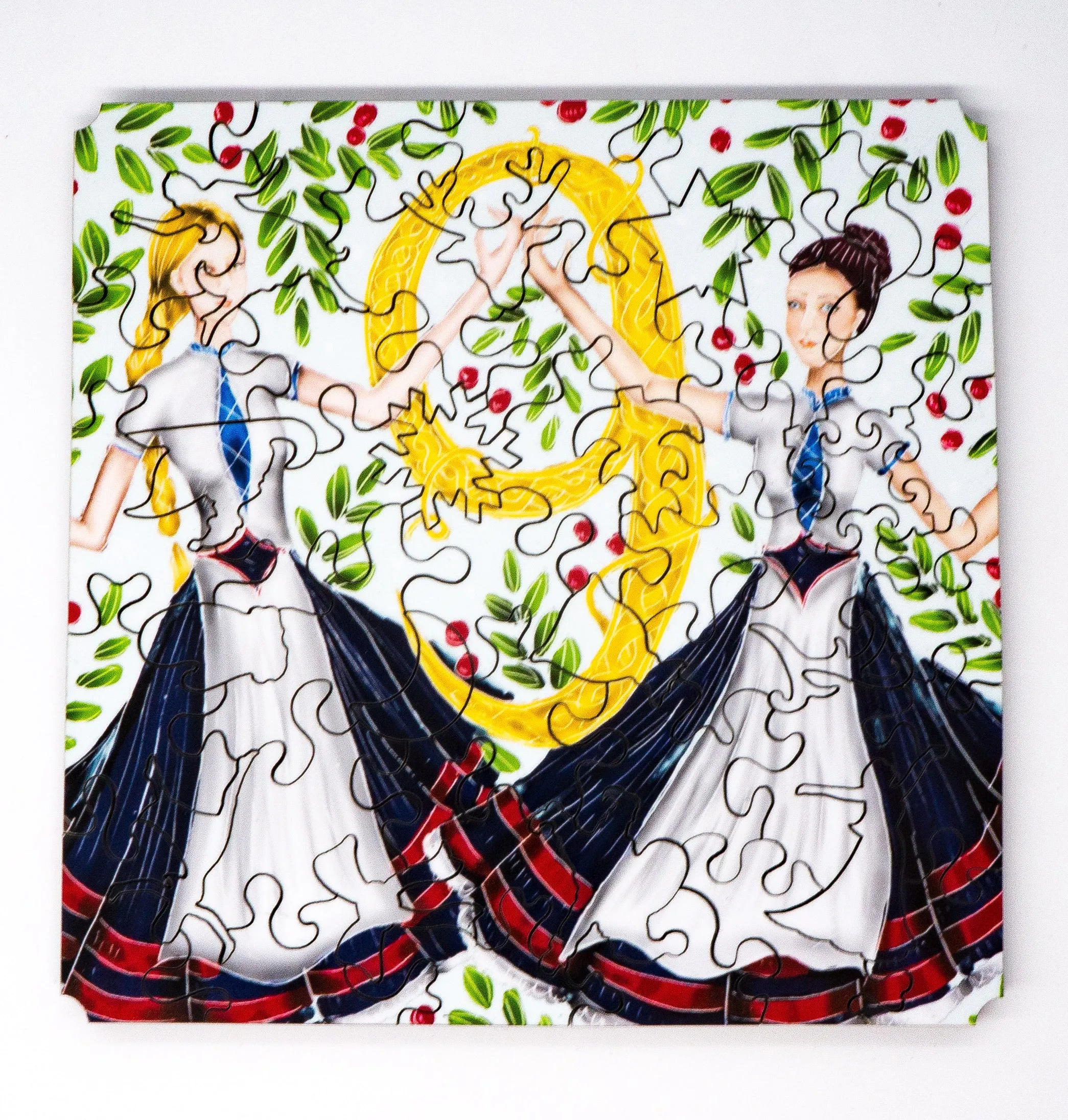 Nine Ladies Dancing (50 Piece Mini Wooden Jigsaw Puzzle)