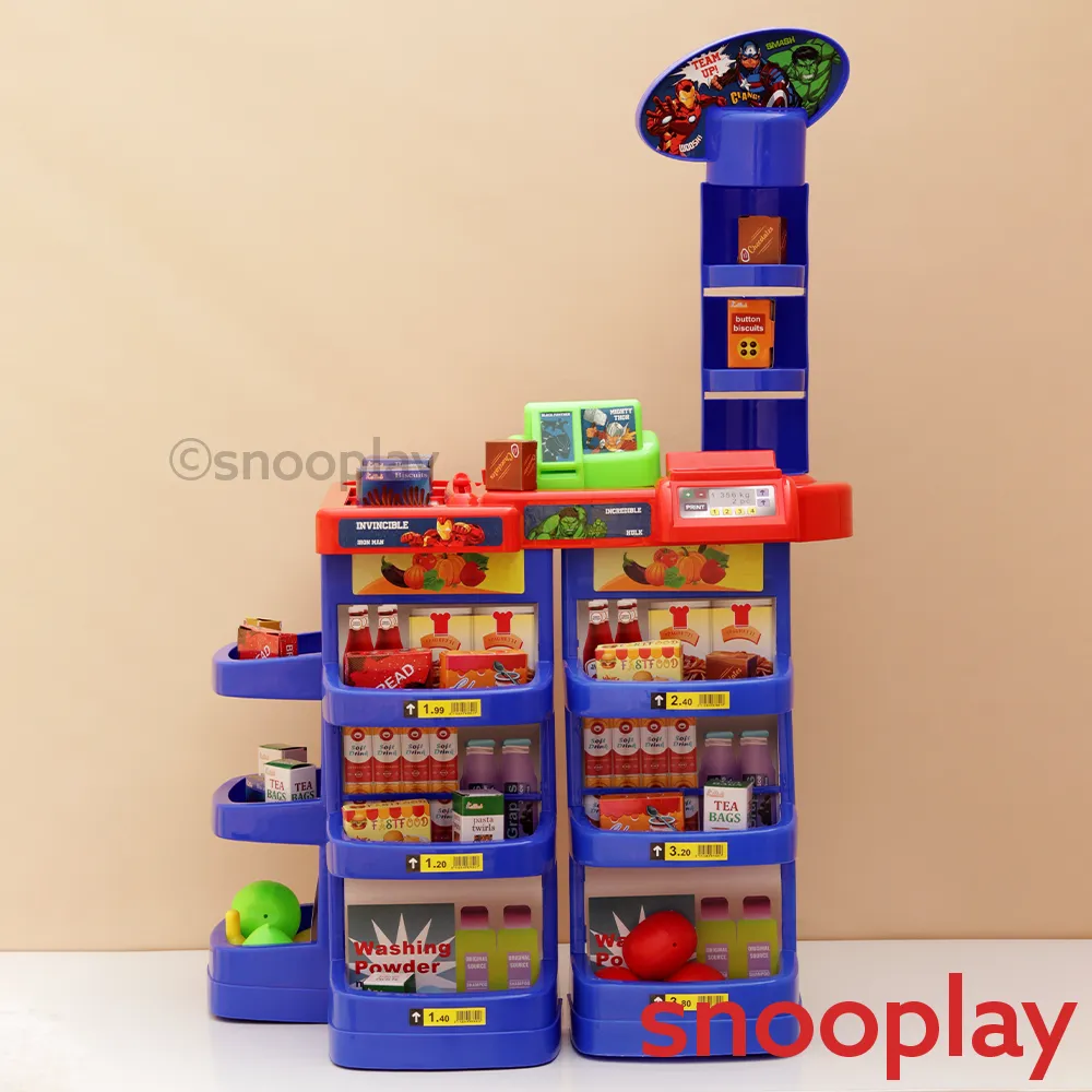 Original Avengers Realistic Super Market Set - 19 Shop Accessories | Licensed Marvel Toy (5-8 Years)