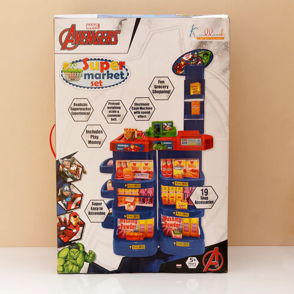 Original Avengers Realistic Super Market Set - 19 Shop Accessories | Licensed Marvel Toy (5-8 Years)