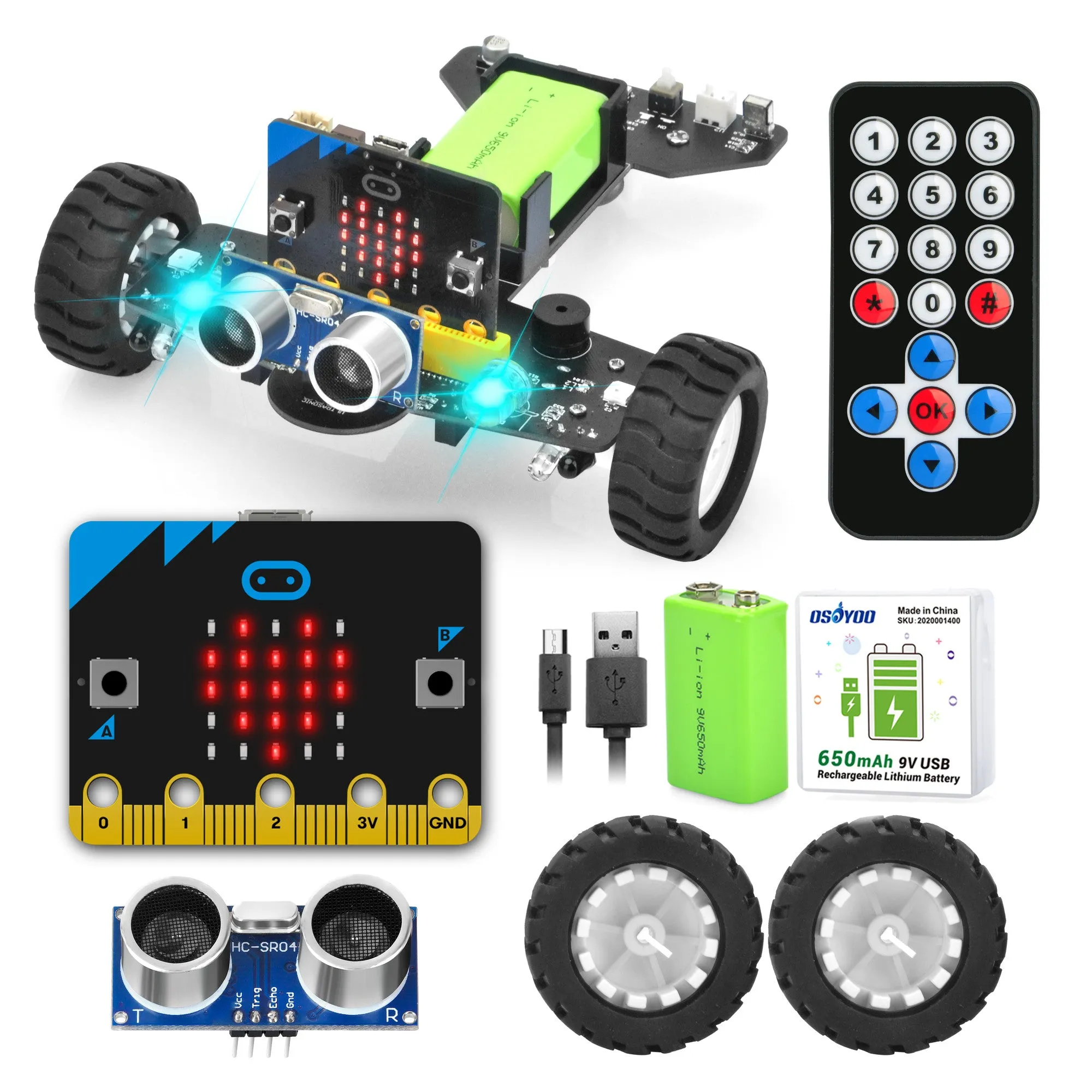 OSOYOO Robot kit with Micro:bit V1.5 to Learn Graphical Programming (including micro:bit board V1.5)