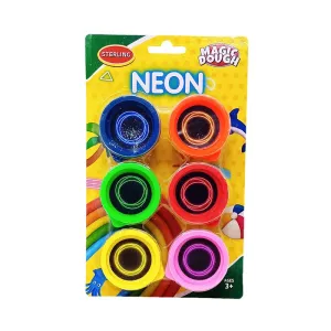 Pack of 6 Magic Dough Neon 25gm | Bright Play Dough for Kids