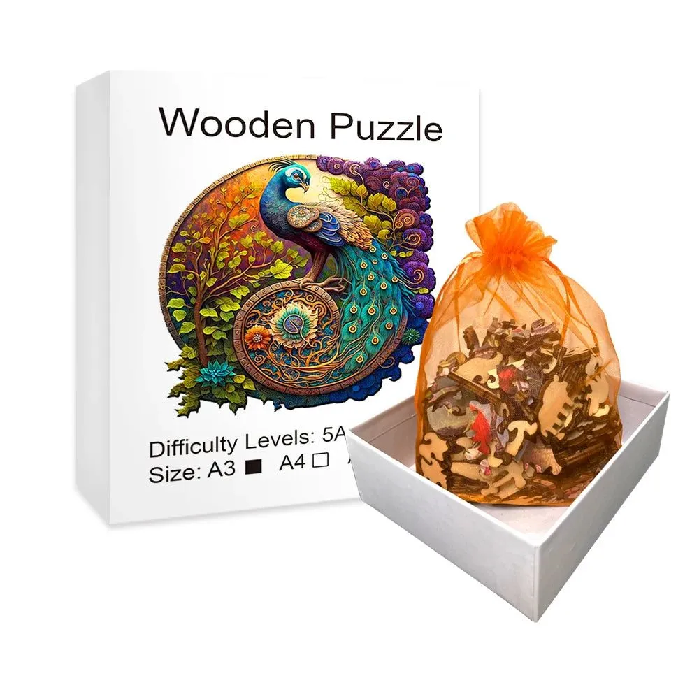 Peacock Paradise Wooden Puzzle Set