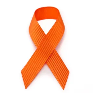 Peel & stick orange grosgrain awareness ribbons - 10 pack