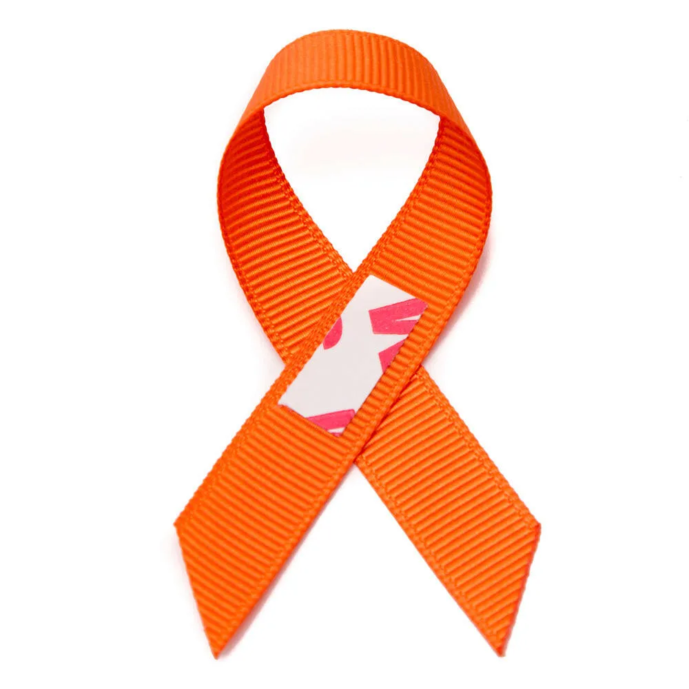 Peel & stick orange grosgrain awareness ribbons - 10 pack