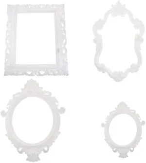 Plastic Royal Baroque Frames, White, Assorted Sizes,  4-Piece