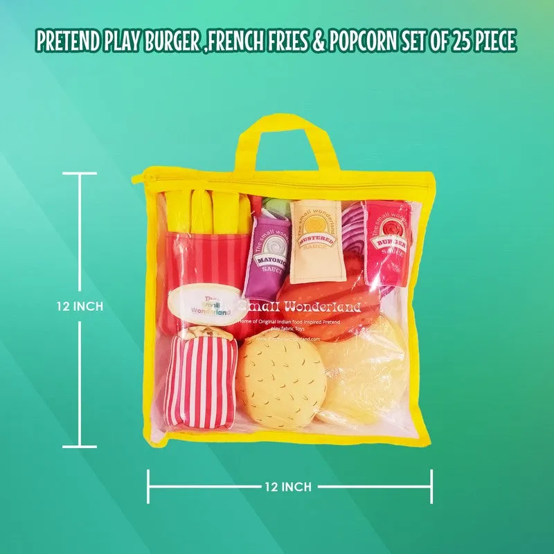 Pretend play Burger french fries & Popcorn (25 pieces)