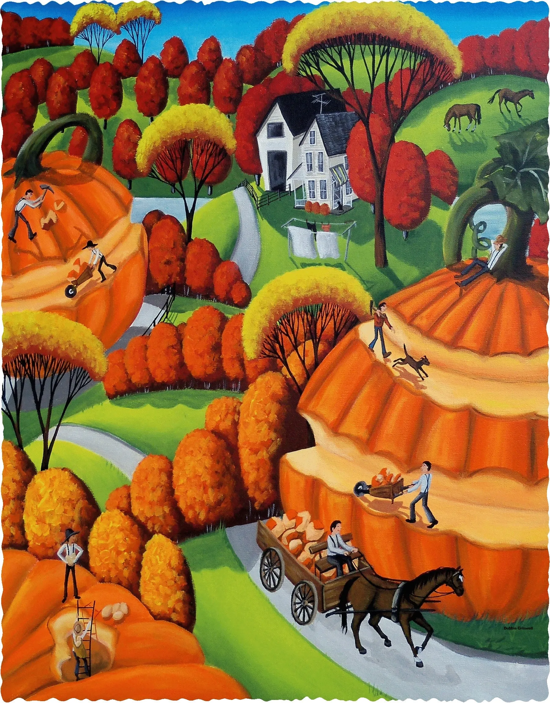 Pumpkin Carving (449 Piece Autumn Wooden Jigsaw Puzzle)