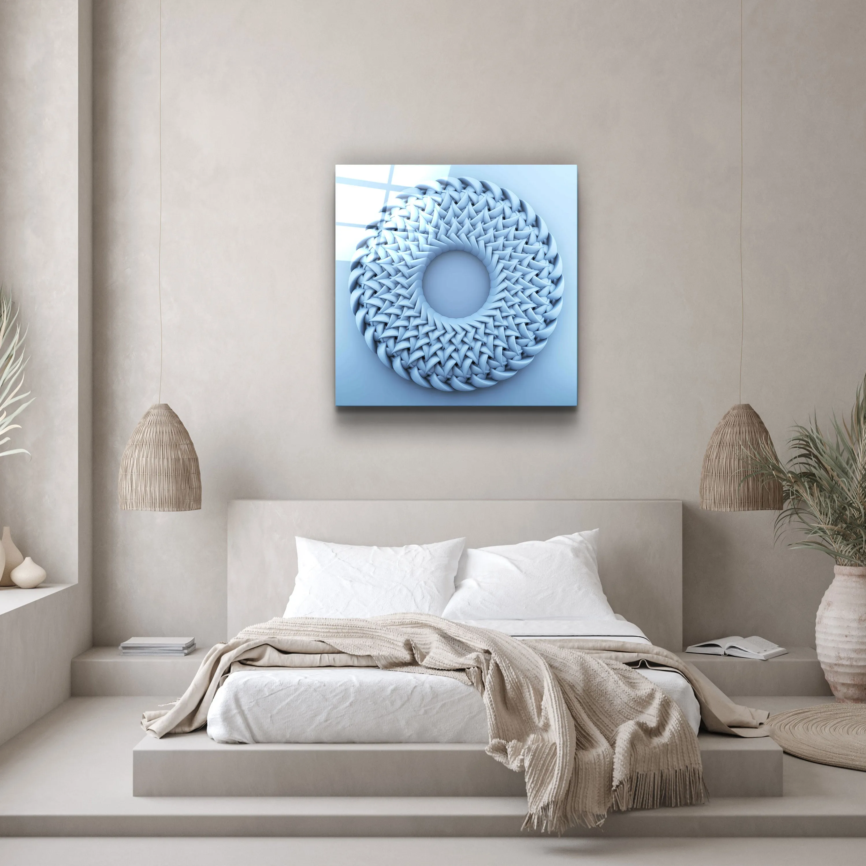 ."Abstract Circular Knitting". Designer's Collection Glass Wall Art