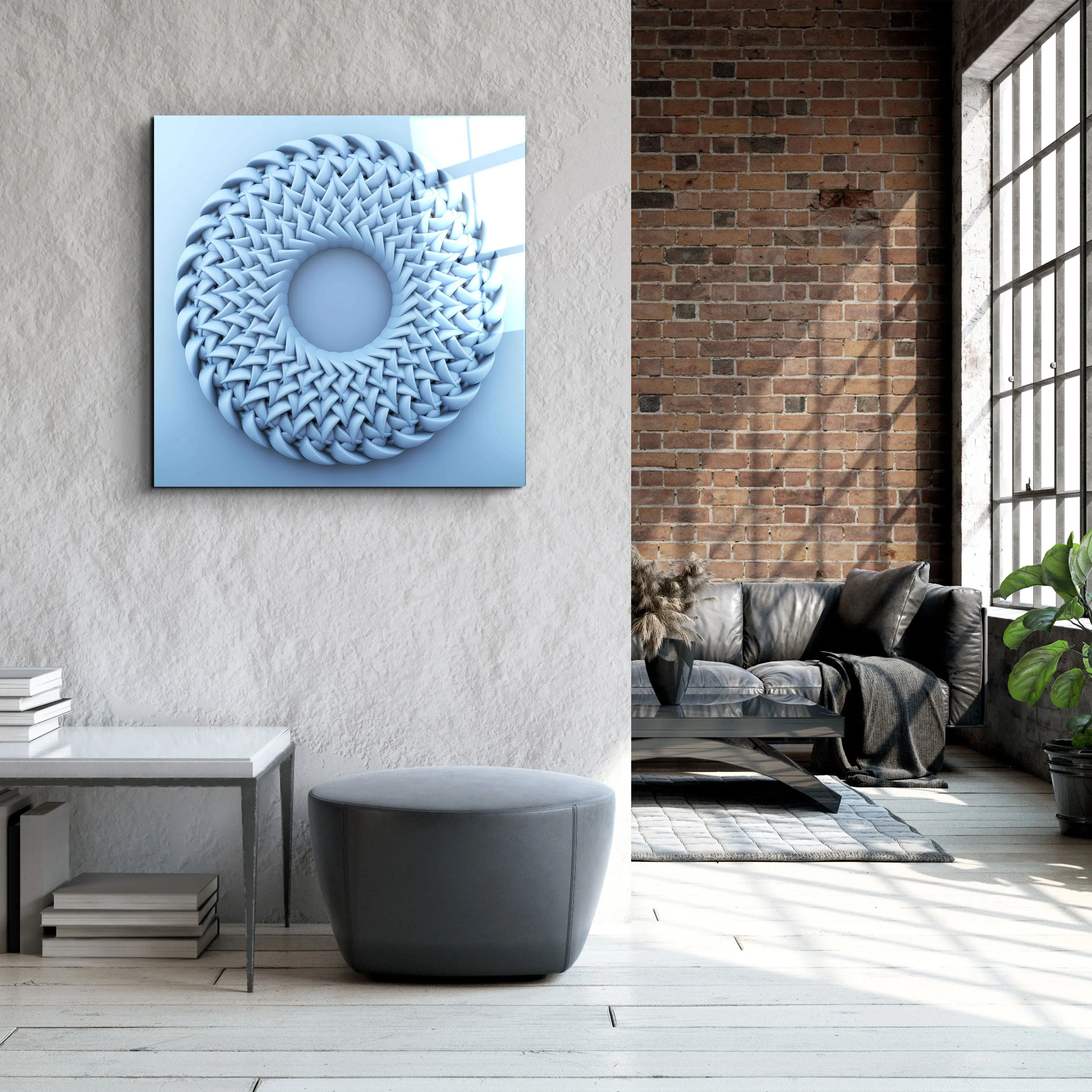 ."Abstract Circular Knitting". Designer's Collection Glass Wall Art