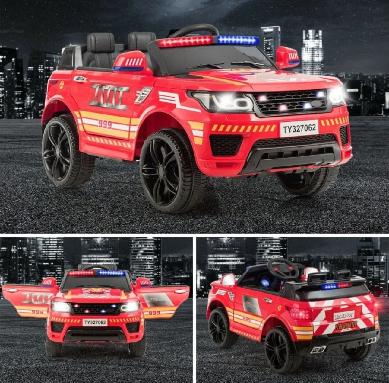 Range Rover 2025 Style | 1 Seater Red | 12V Ride On SUV Kids Fire Fighter Truck | Walkie Talkie | Siren | Ages 3-8 | Remote