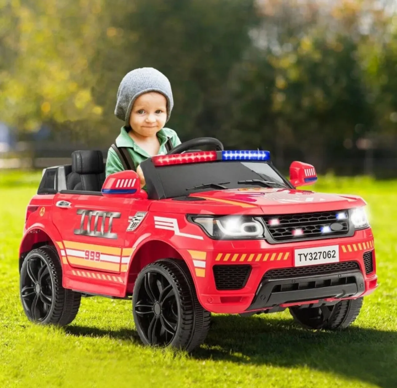 Range Rover 2025 Style | 1 Seater Red | 12V Ride On SUV Kids Fire Fighter Truck | Walkie Talkie | Siren | Ages 3-8 | Remote